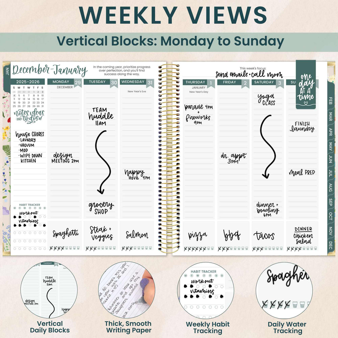 2026 Vision Planner, 7.5" x 9", Garden Party, Beige