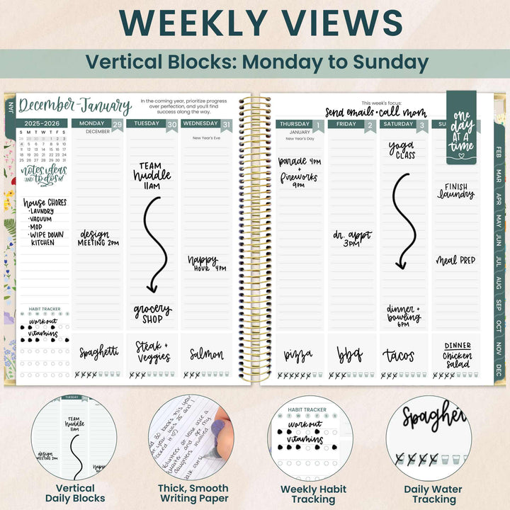 2026 Vision Planner, 7.5" x 9", Garden Party, Beige