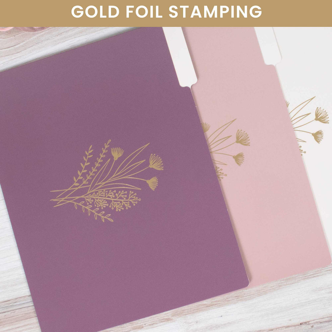 File Folder Set, 12 Pack, Gold Foil Florals