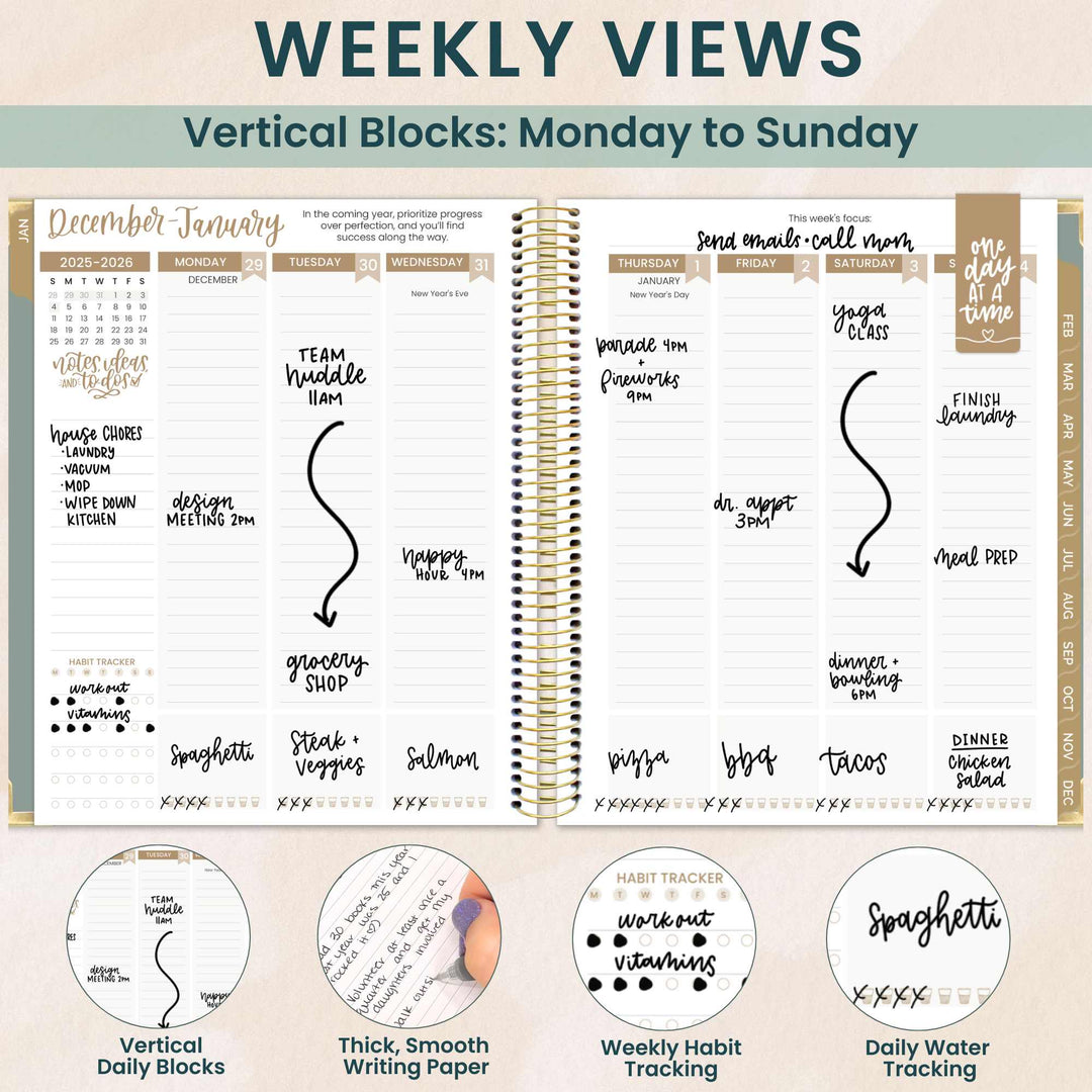 2026 Vision Planner, 7.5" x 9", Green Linen