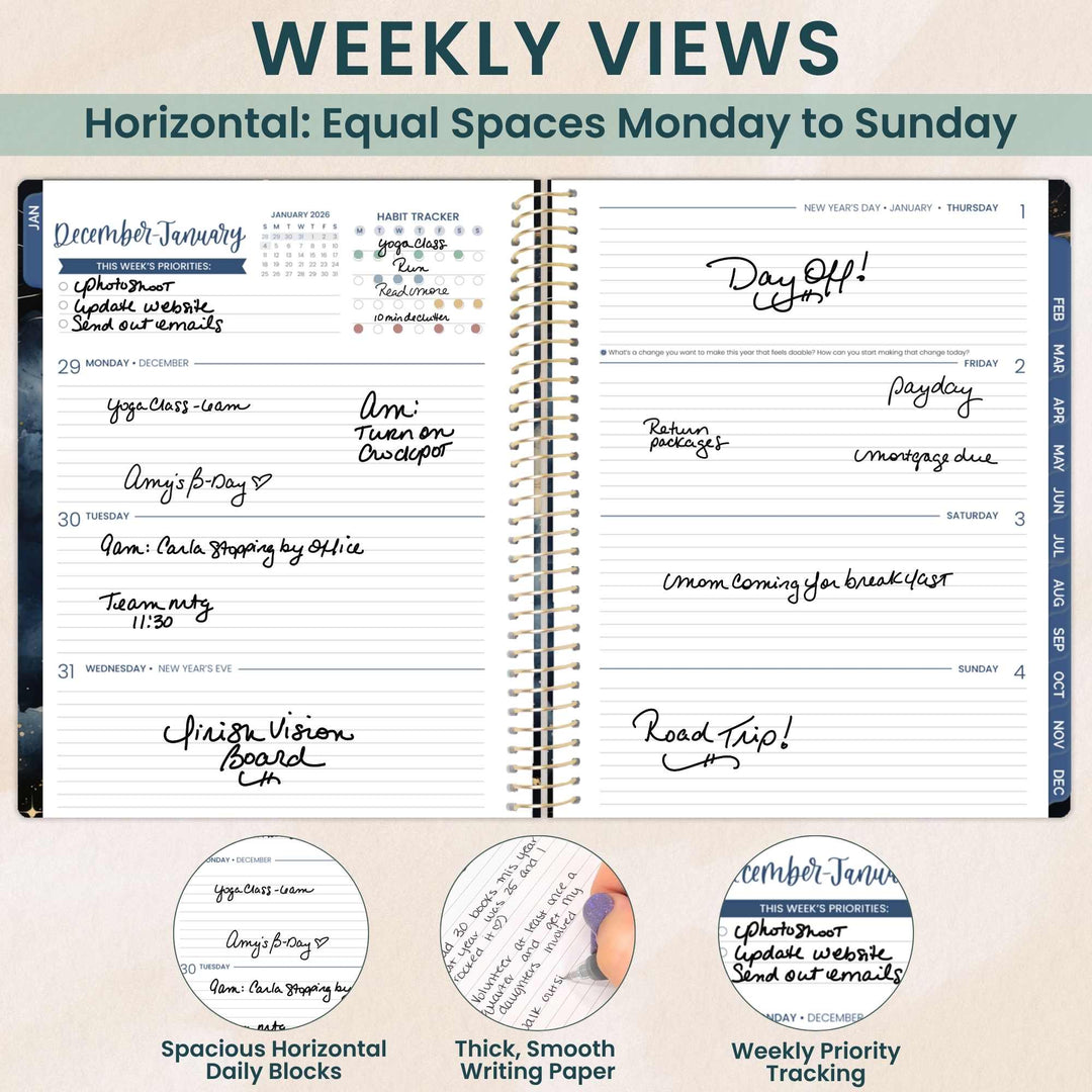 2026 Soft Cover Planner, 8.5" x 11", Midnight Sky