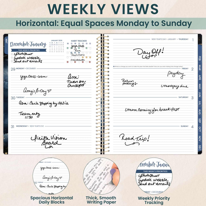 2026 Soft Cover Planner, 8.5" x 11", Midnight Sky