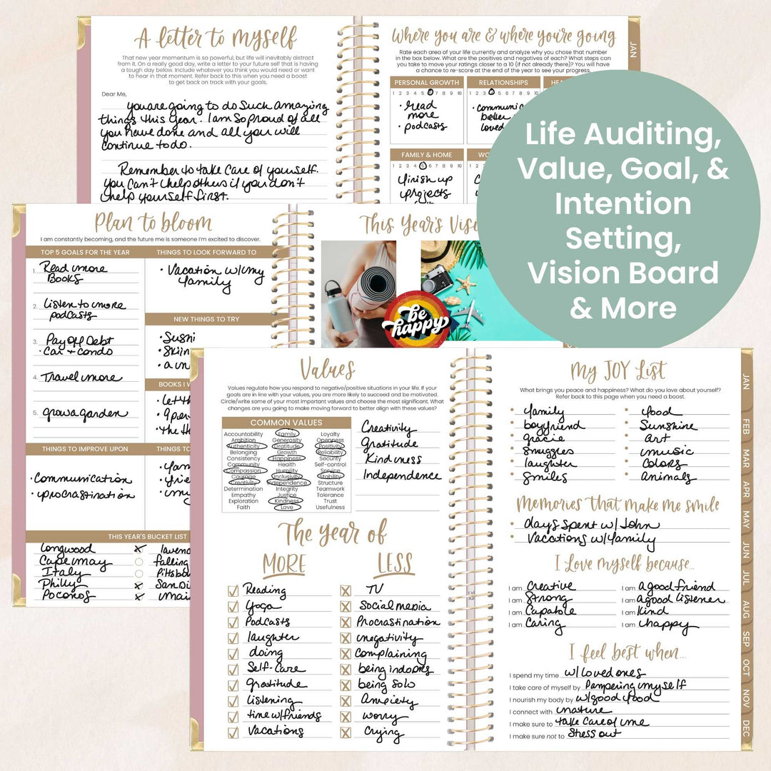 2026 Hard Cover Planner, 5.5" x 8.25", Linen, Pink