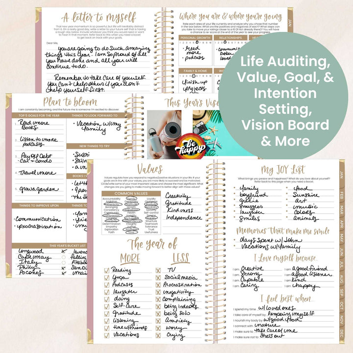 2026 Hard Cover Planner, 5.5" x 8.25", Linen, Pink