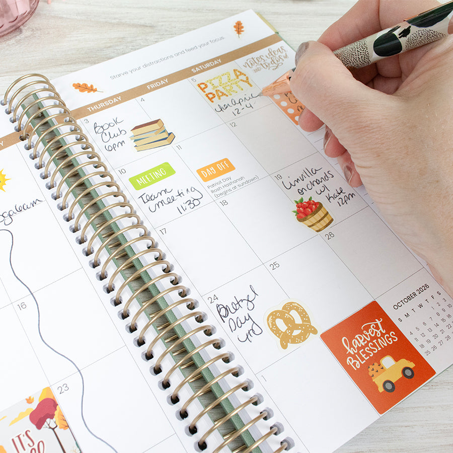 2026 Hard Cover Planner, 5.5" x 8.25", Linen, Pink