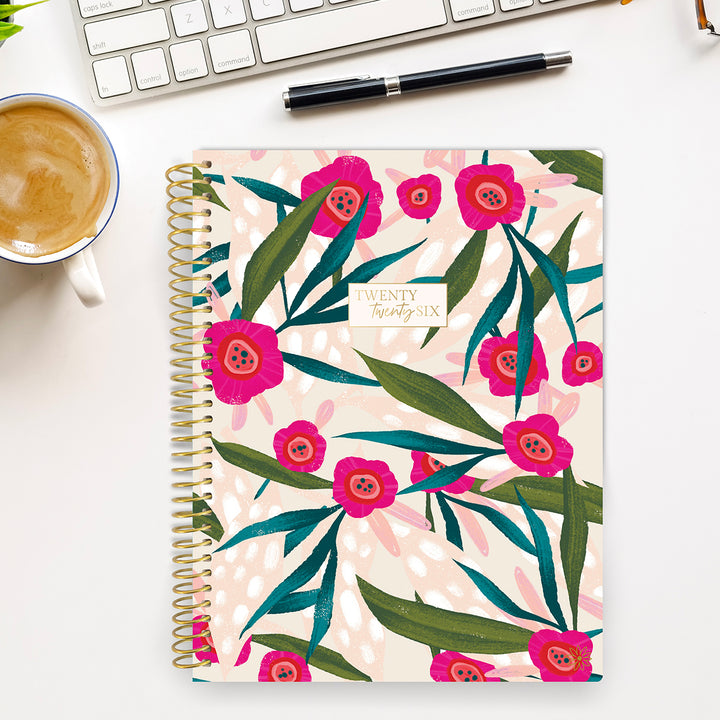 2026 Soft Cover Planner, 8.5" x 11", Pink Poppies