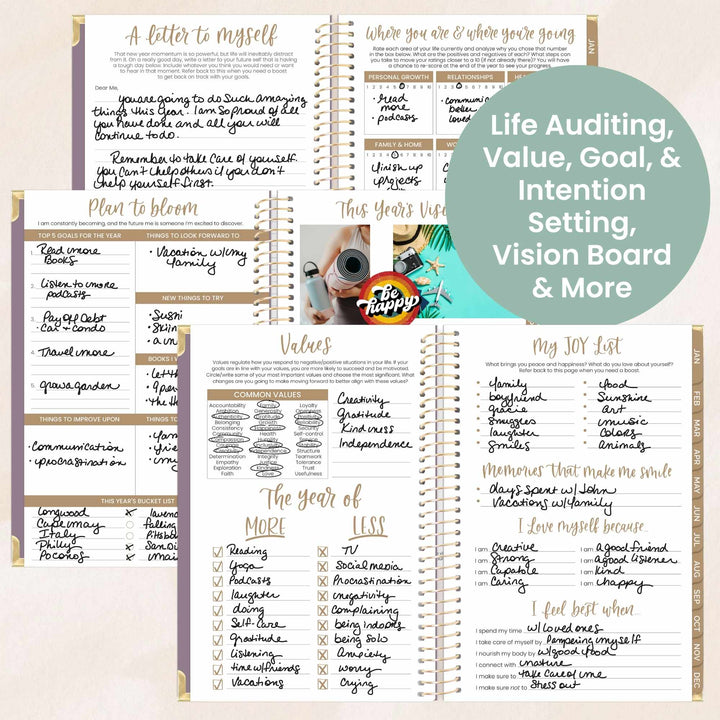 2026 Hard Cover Planner, 5.5" x 8.25", Linen, Purple