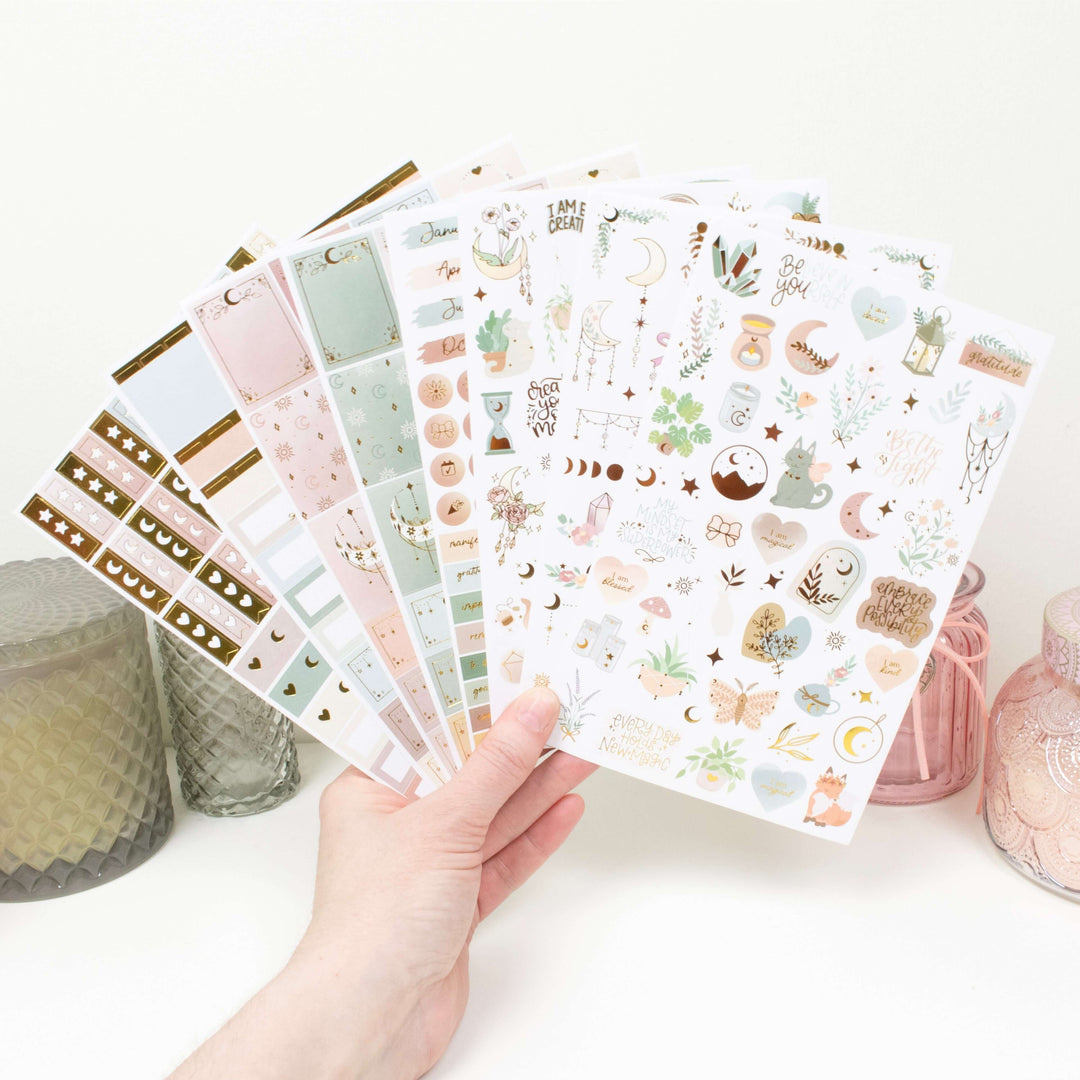 Planner Stickers, Simply Gilded x bloom Boho Celestial Sticker Pack