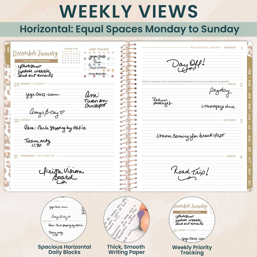 2026 Soft Cover Planner, 8.5" x 11", Tan Leopard