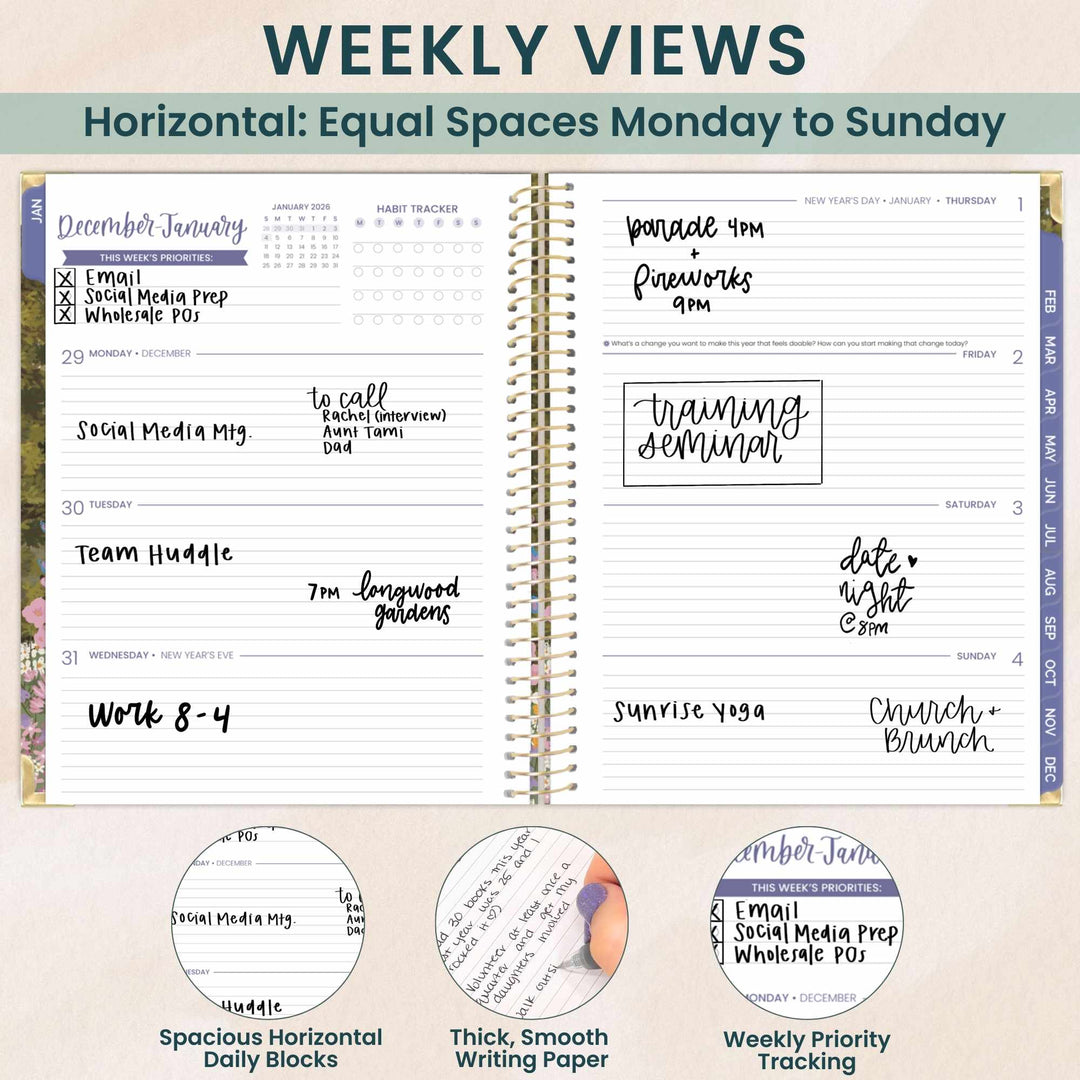 2026 Hard Cover Planner, 8.5" x 11", Wildflower Mountainside