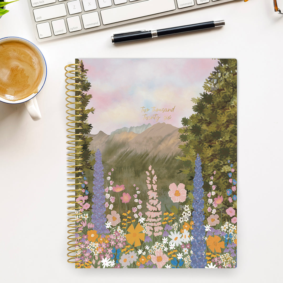 2026 Soft Cover Planner, 8.5" x 11", Wildflower Mountainside
