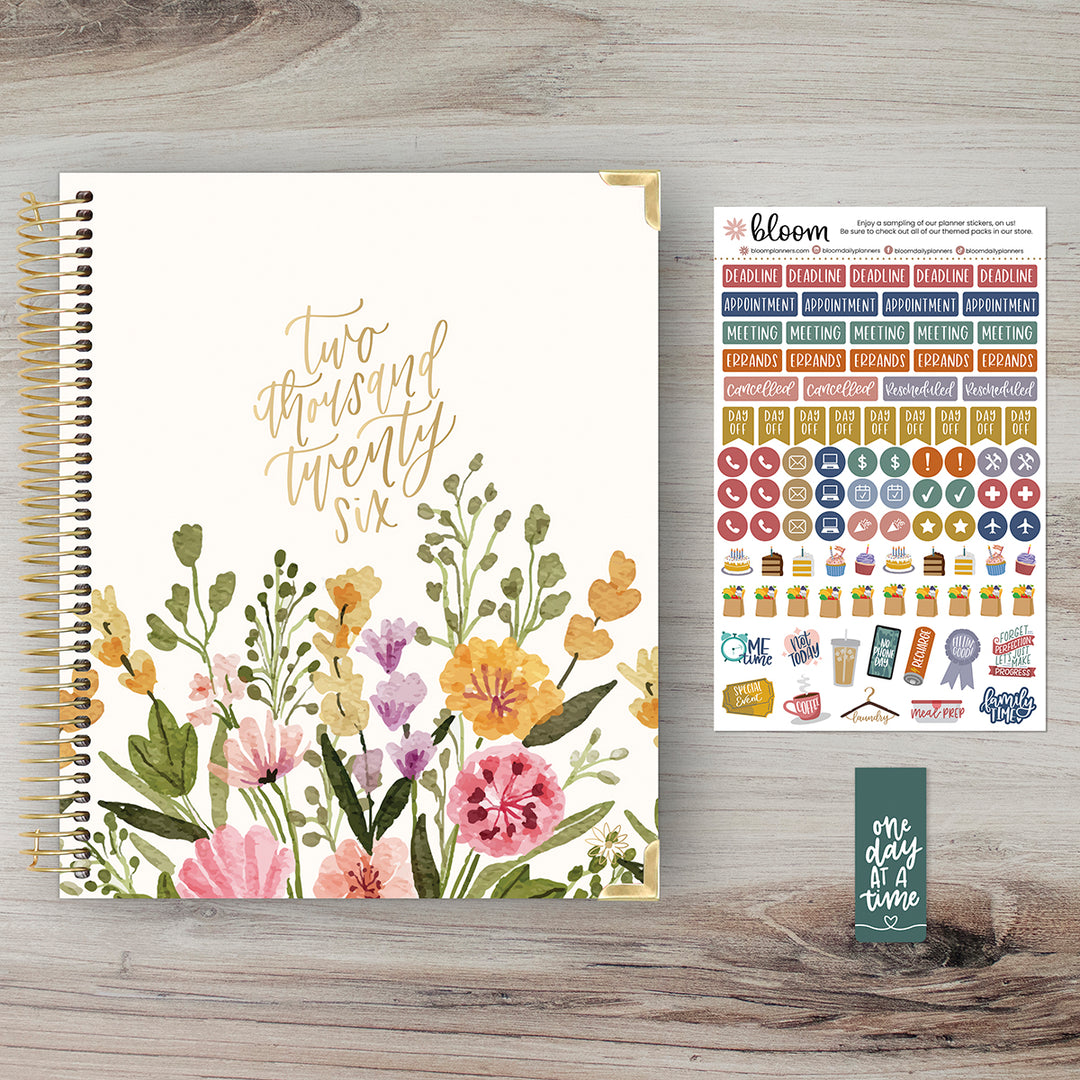 2026 Vision Planner, 7.5" x 9", Beige Bouquet