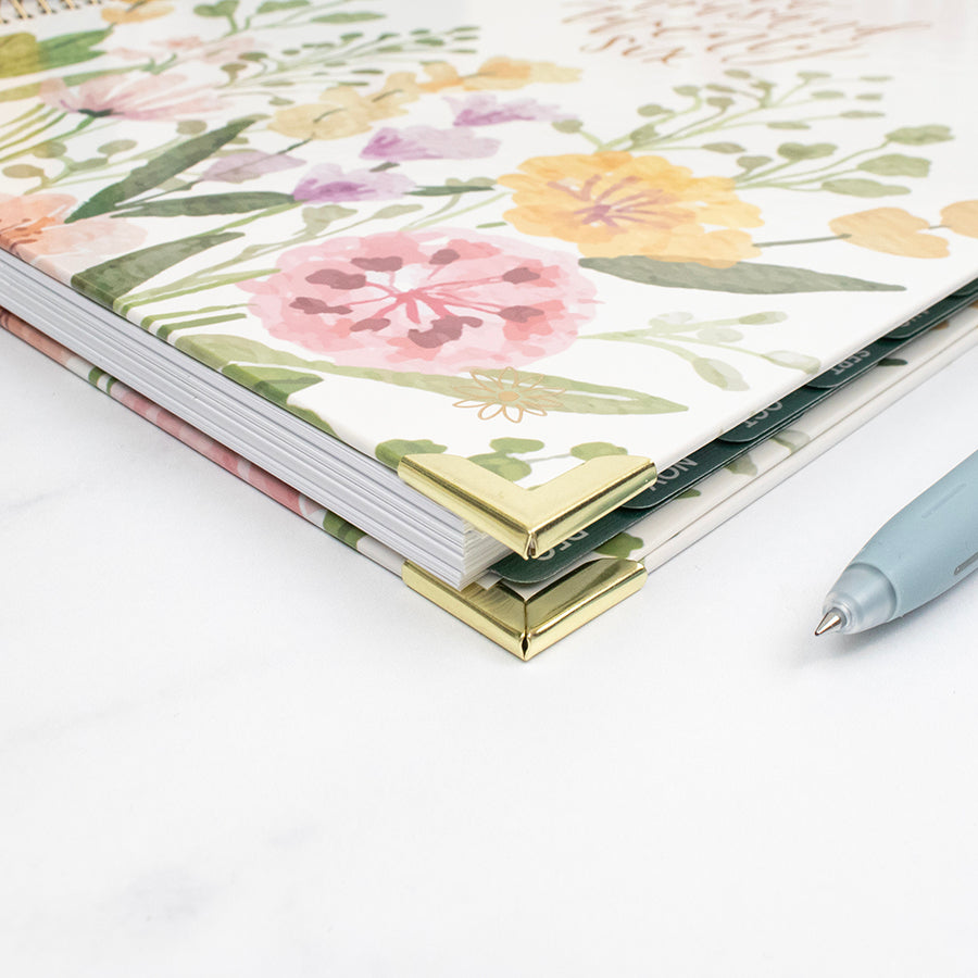 2026 Hard Cover Planner, 8.5" x 11", Beige Bouquet