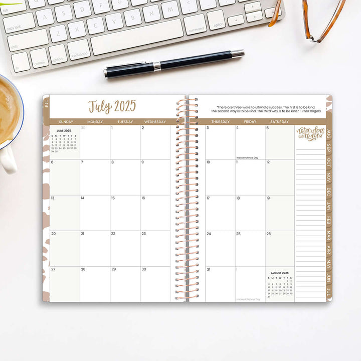 2025-26 Soft Cover Planner, 5.5" x 8.25", Tan Leopard