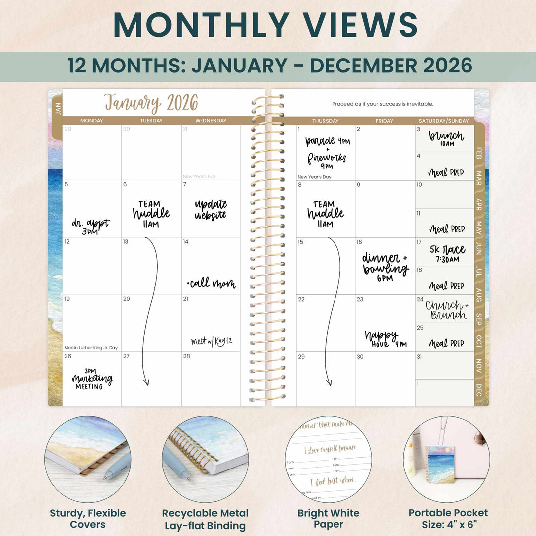2026 Soft Cover Planner, 4" x 6", Coastal Calm