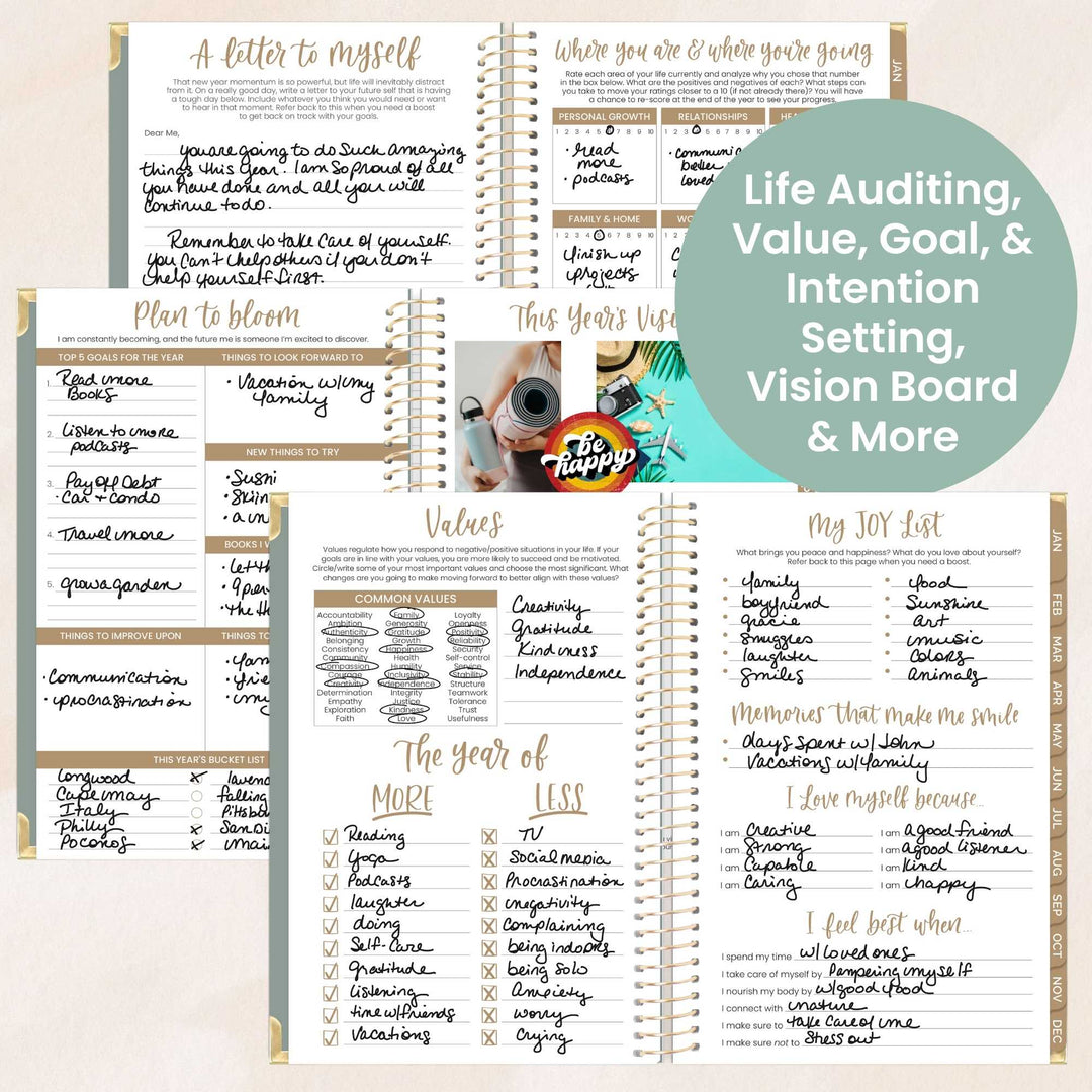 2026 Hard Cover Planner, 5.5" x 8.25", Linen, Green