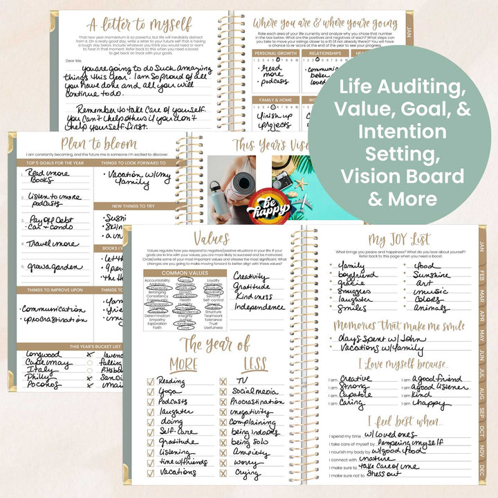 2026 Hard Cover Planner, 5.5" x 8.25", Linen, Green