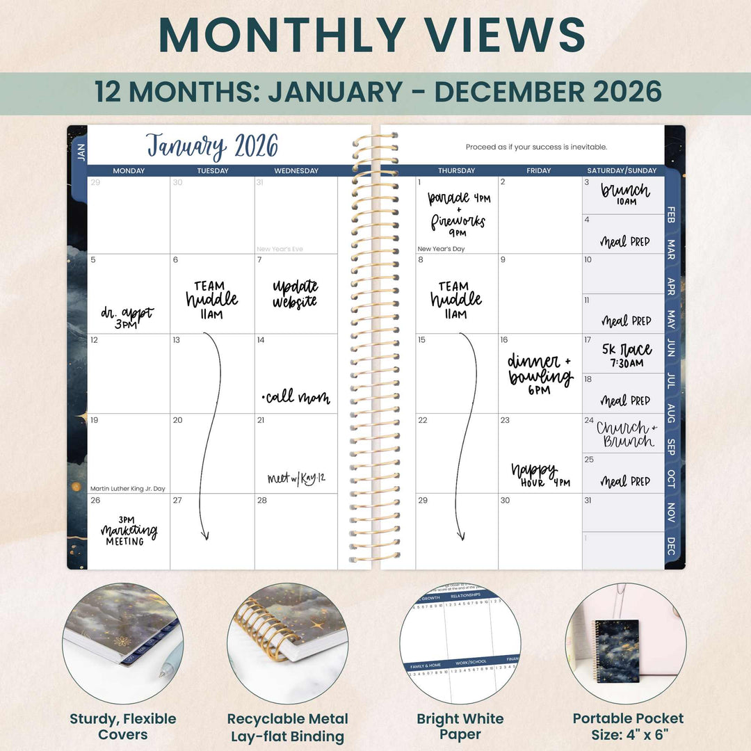 2026 Soft Cover Planner, 4" x 6", Midnight Sky