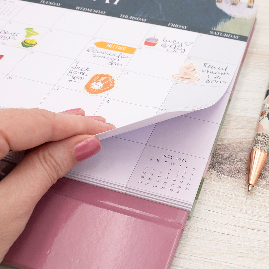 2026-2027 19 Month Standing Flip Desk Calendar, 8" x 10", Paint Strokes