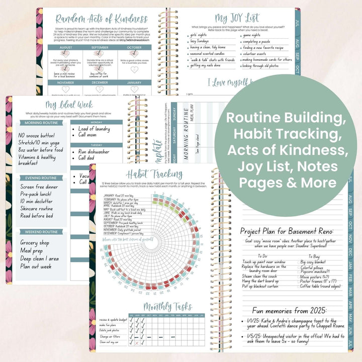 2025-26 Soft Cover Planner, 5.5" x 8.25", Blooming Wildly