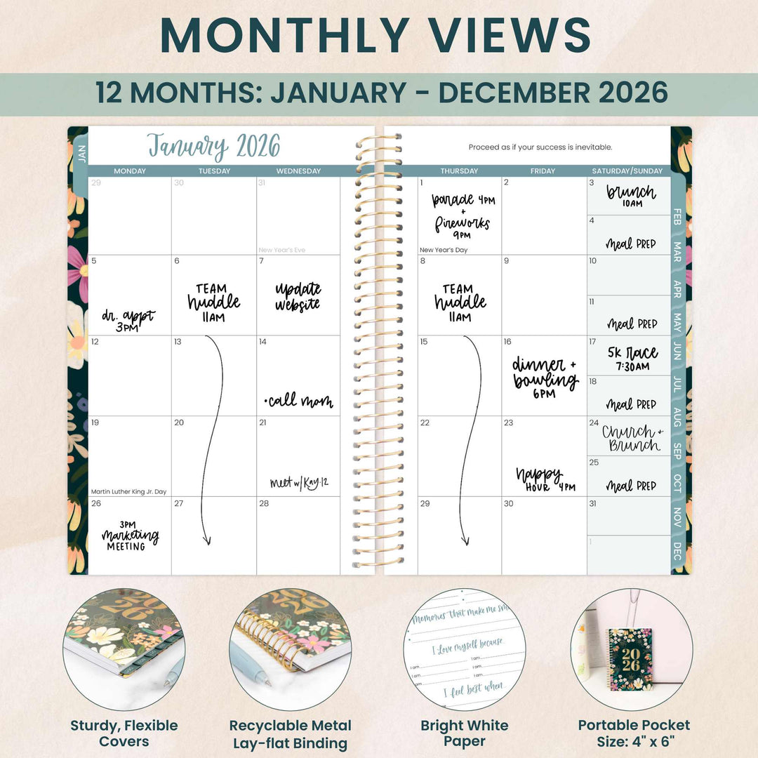 2026 Soft Cover Planner, 4" x 6", Blooming Wildly