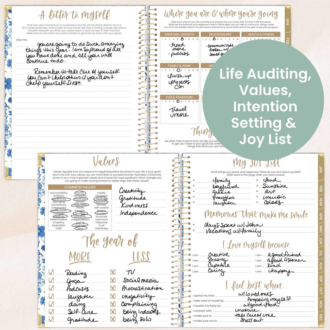 2026 Hard Cover Planner, 8.5" x 11", Blue & White Floral