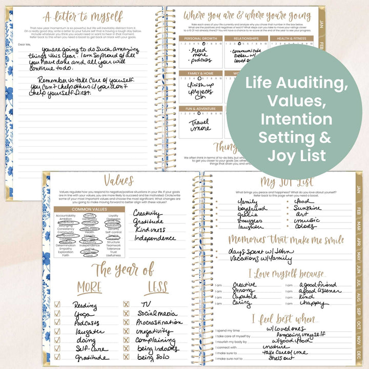 2026 Hard Cover Planner, 8.5" x 11", Blue & White Floral