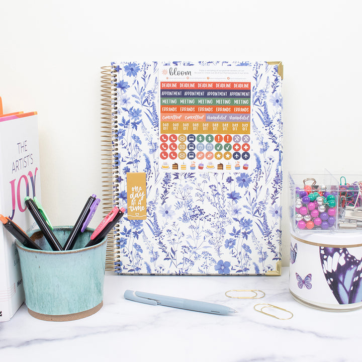 2026 Hard Cover Planner, 8.5" x 11", Blue & White Floral
