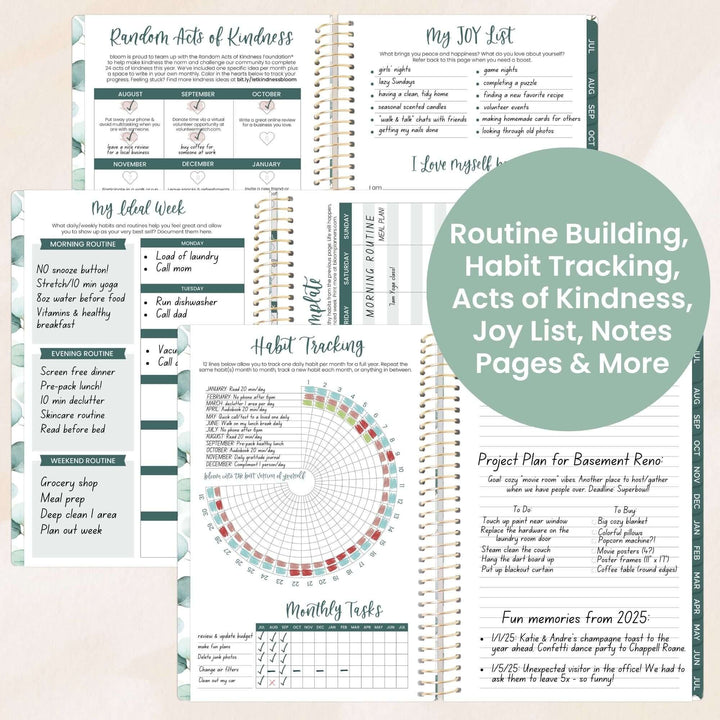 2025-26 Soft Cover Planner, 5.5" x 8.25", Boho Greenery