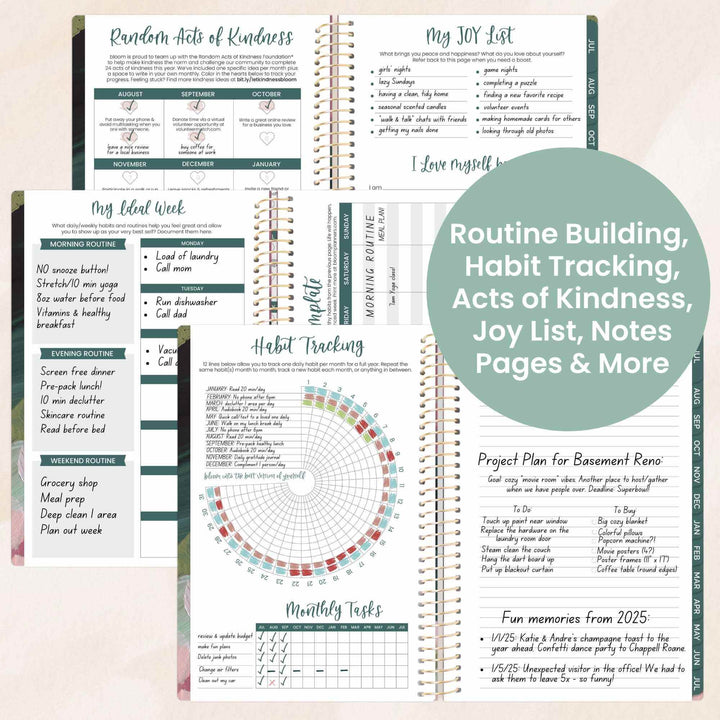 2025-26 Soft Cover Planner, 5.5" x 8.25", Emerald Paint Strokes