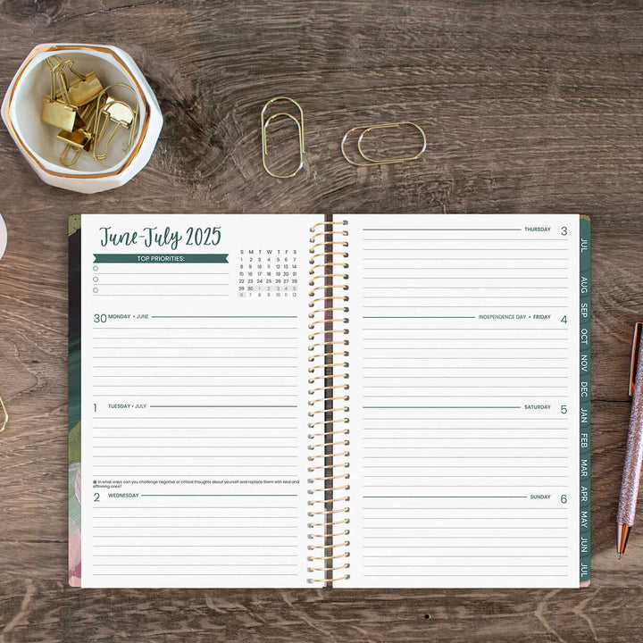 2025-26 Soft Cover Planner, 5.5" x 8.25", Emerald Paint Strokes