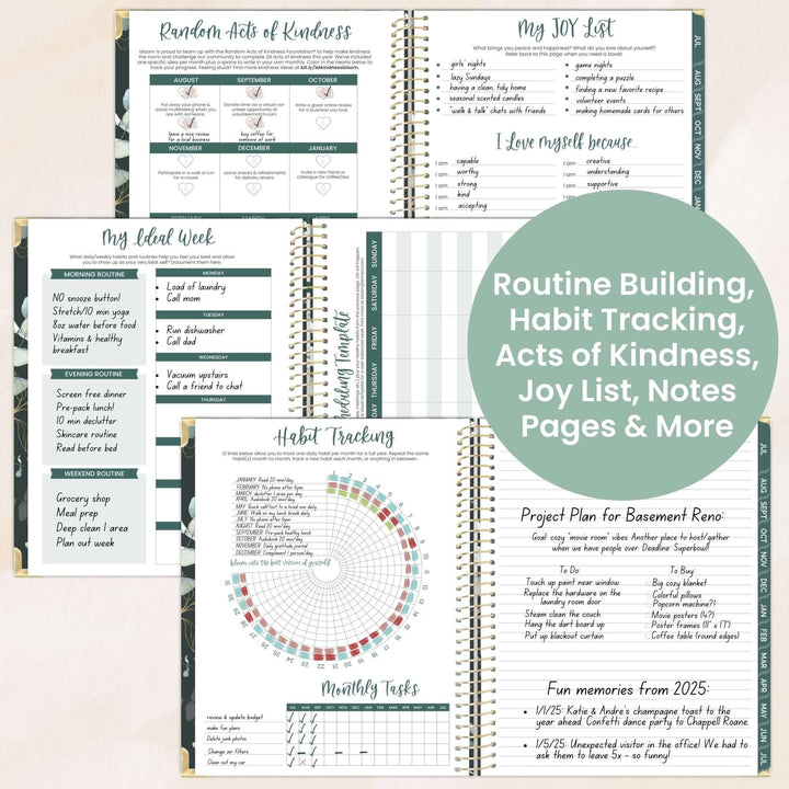 2025-26 Hard Cover Planner, 8.5" x 11", Eucalyptus, Green