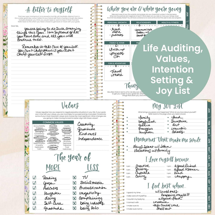 2026 Hard Cover Planner, 8.5" x 11", Garden Party, Beige