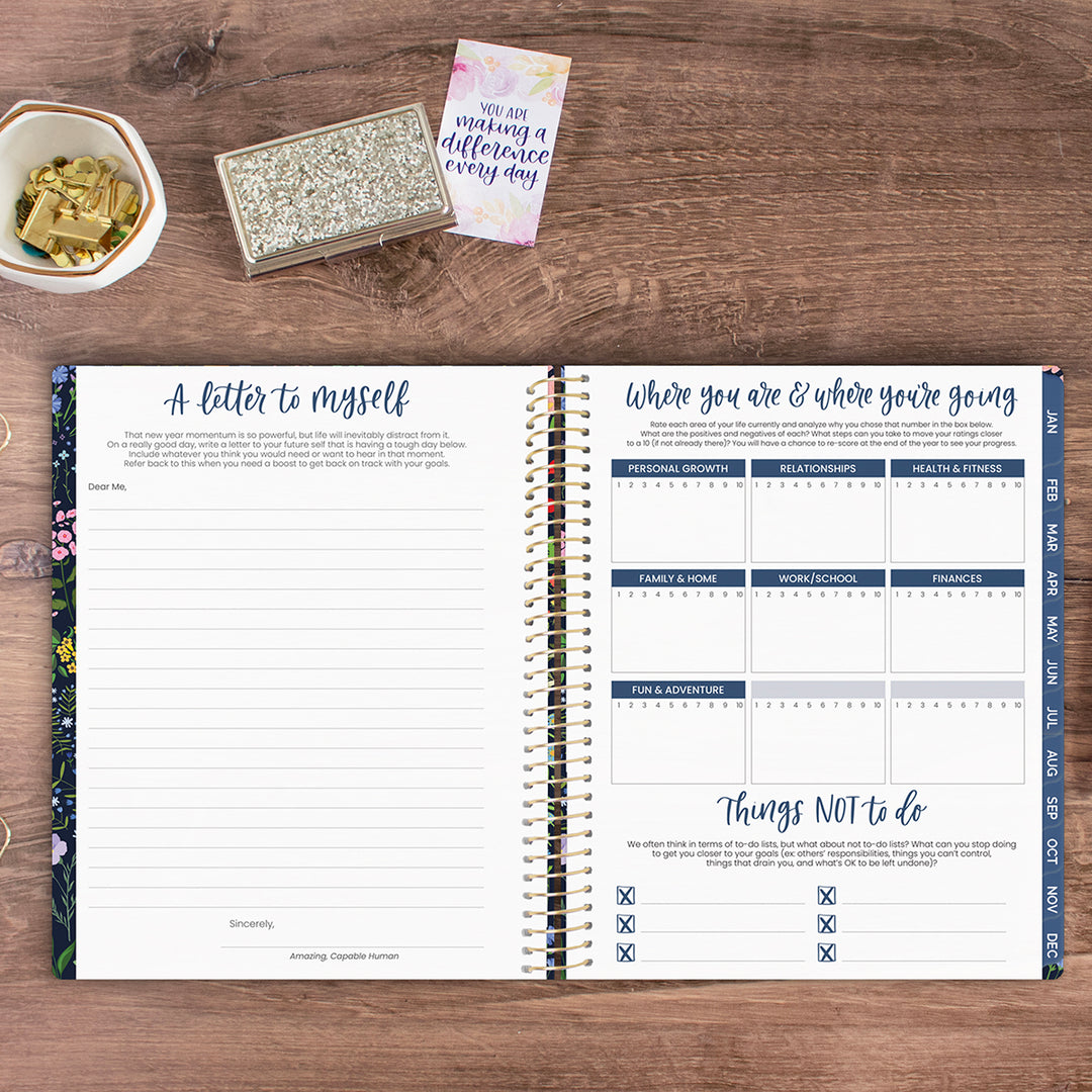 2026 Soft Cover Planner, 8.5" x 11", Garden Party, Navy