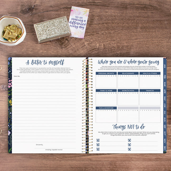 2026 Soft Cover Planner, 8.5" x 11", Garden Party, Navy