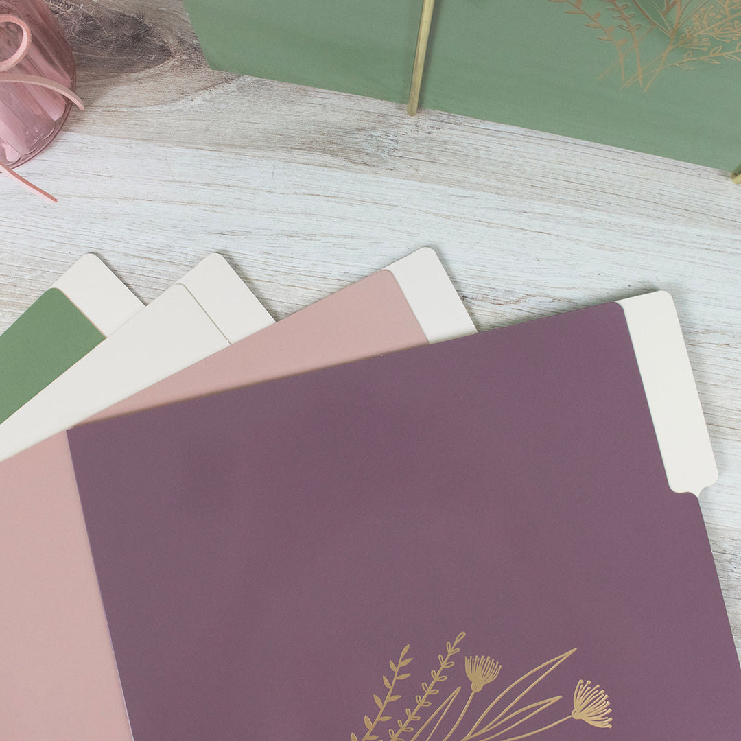 File Folder Set, 12 Pack, Gold Foil Florals