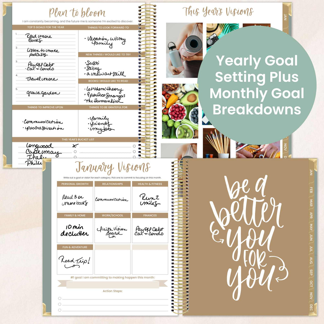 2026 Vision Planner, 7.5" x 9", Green Linen