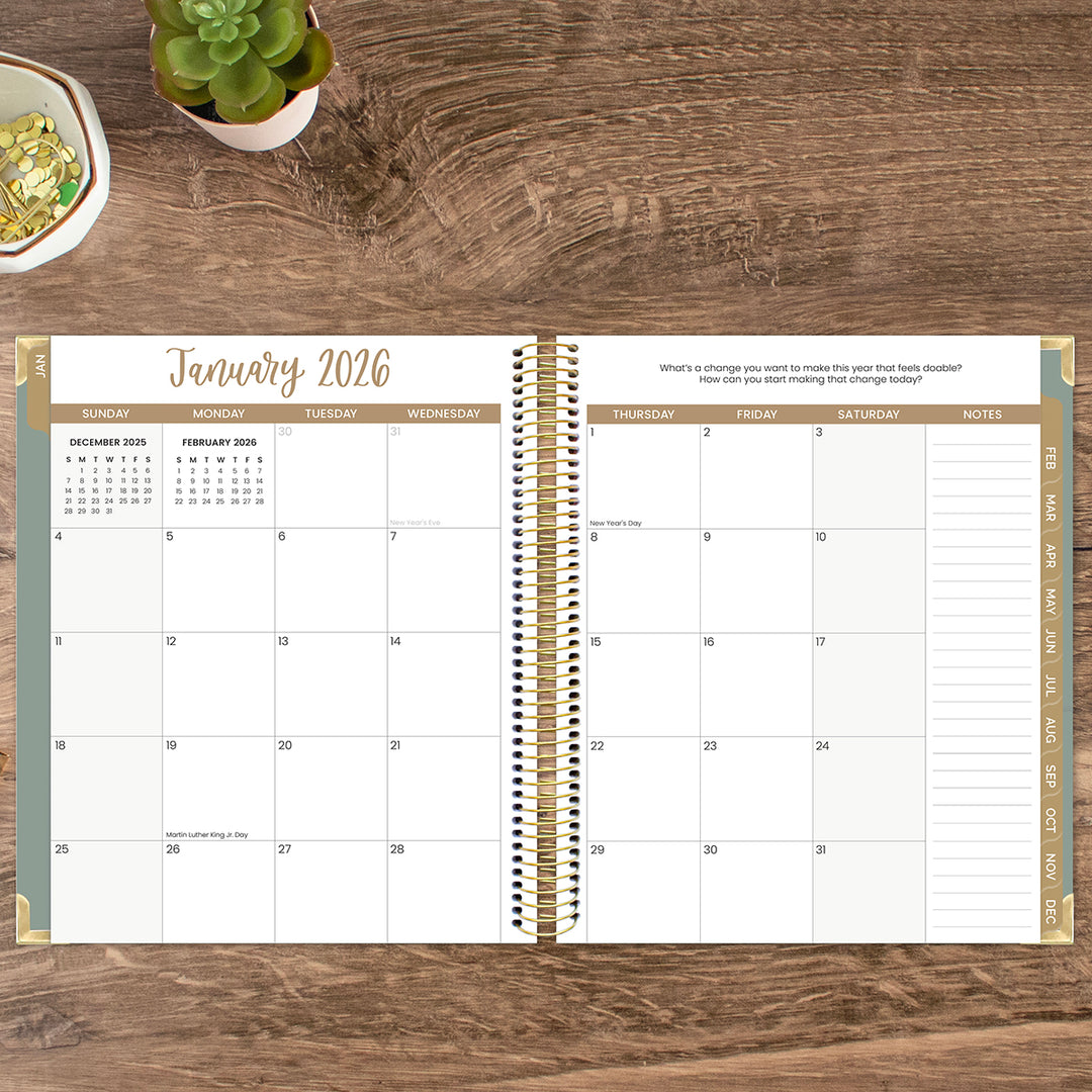 2026 Vision Planner, 7.5" x 9", Green Linen