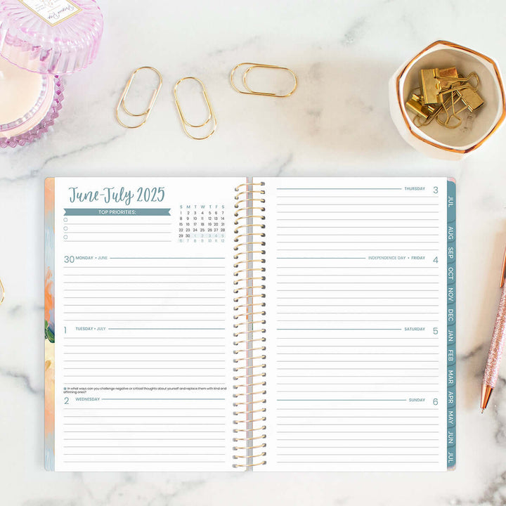 2025-26 Soft Cover Planner, 5.5" x 8.25", Painted Peonies