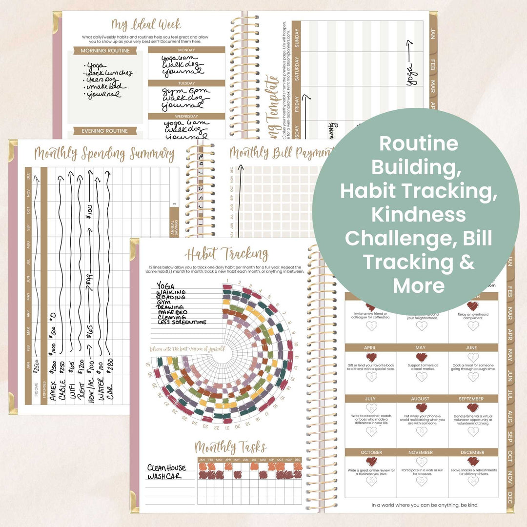 2026 Hard Cover Planner, 5.5" x 8.25", Linen, Pink