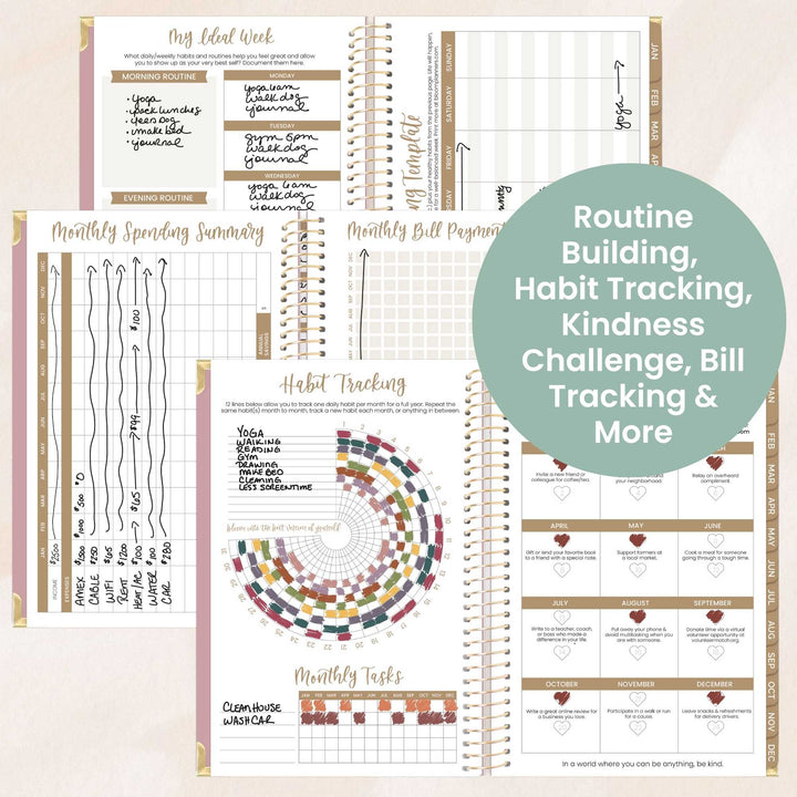 2026 Hard Cover Planner, 5.5" x 8.25", Linen, Pink