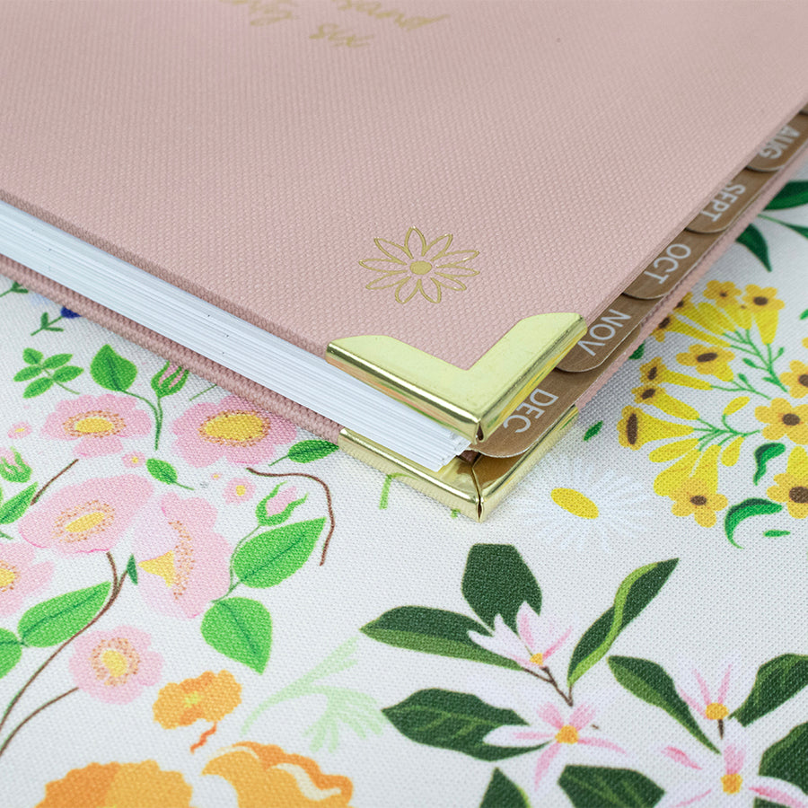 2026 Hard Cover Planner, 5.5" x 8.25", Linen, Pink