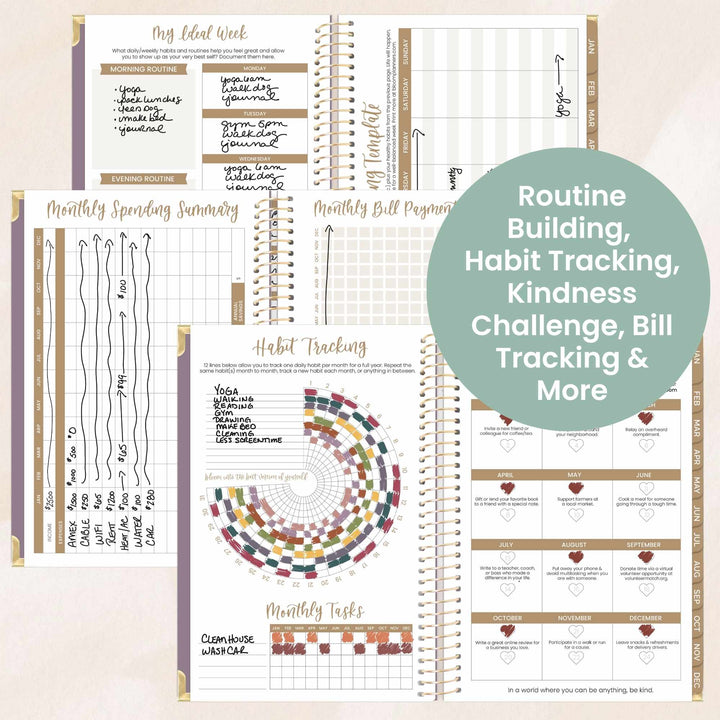 2026 Hard Cover Planner, 5.5" x 8.25", Linen, Purple