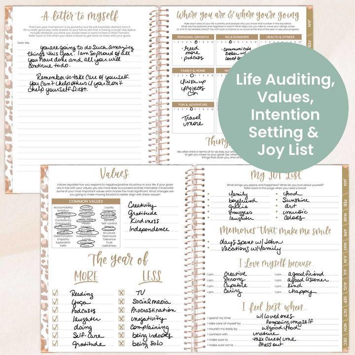 2026 Hard Cover Planner, 8.5" x 11", Tan Leopard