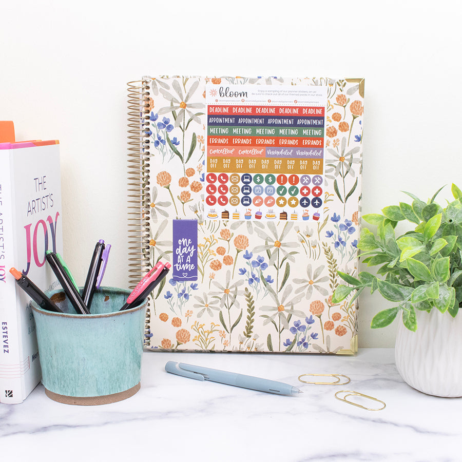 2026 Hard Cover Planner, 8.5" x 11", Whimsical Wildflowers