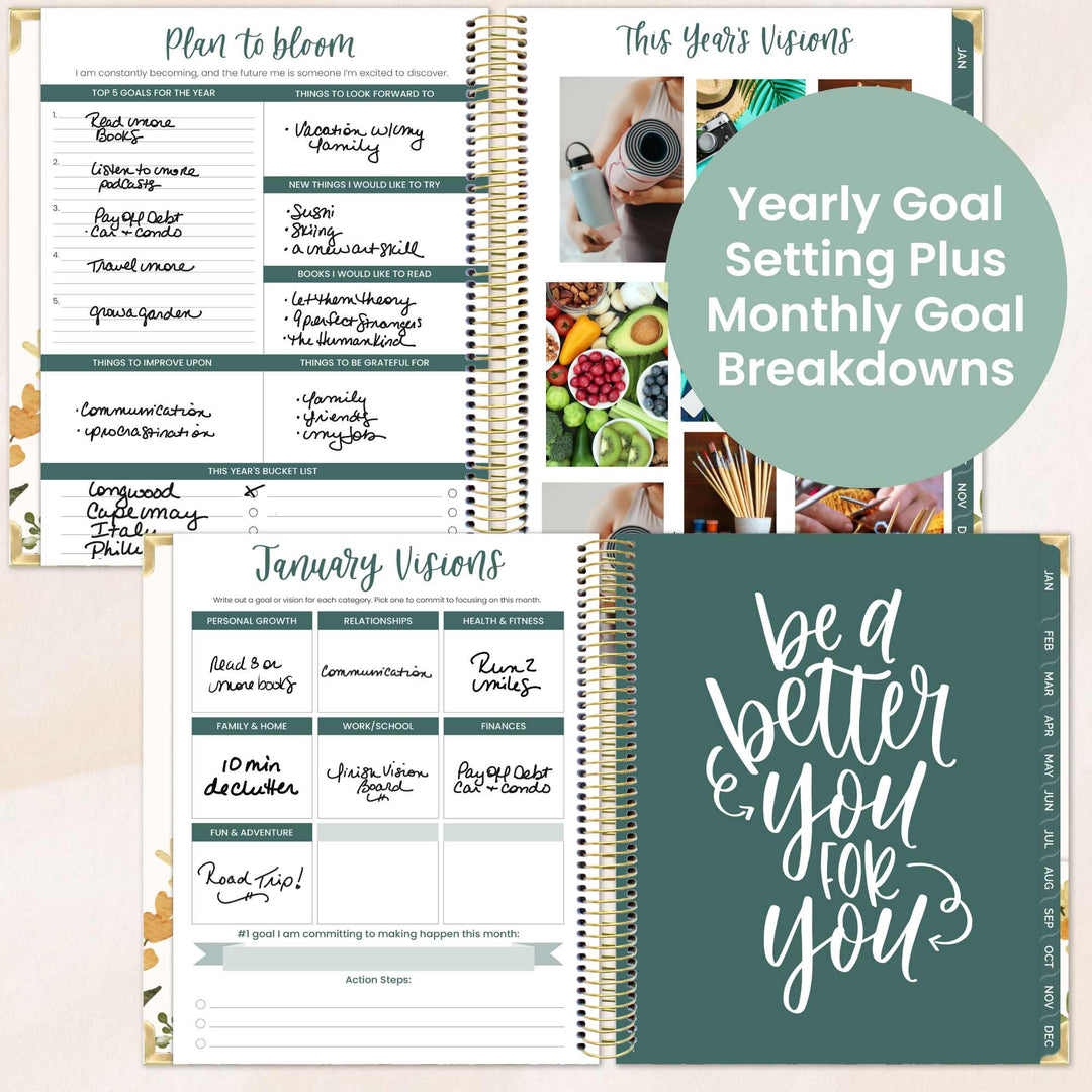 2026 Vision Planner, 7.5" x 9", Beige Bouquet