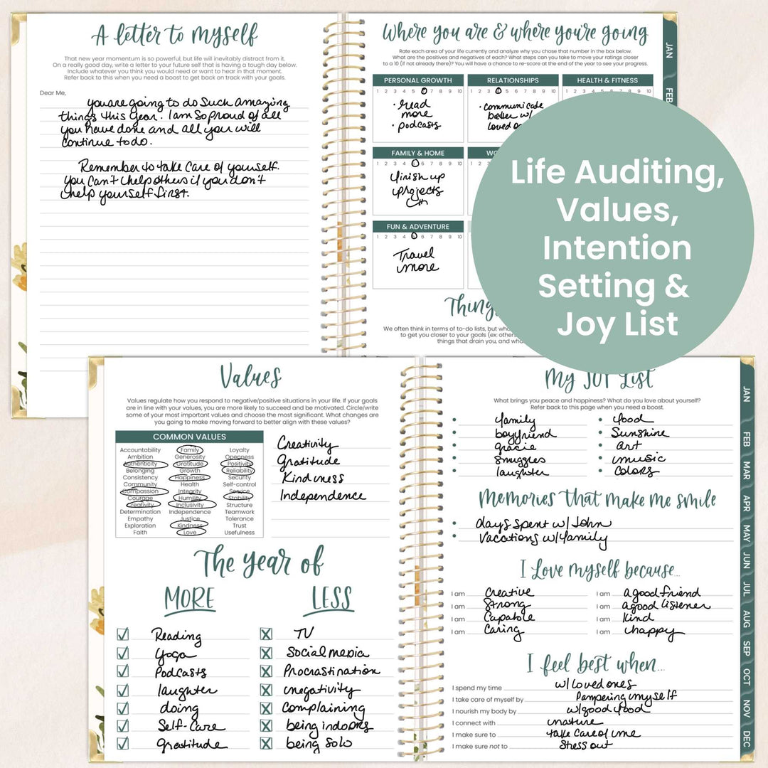 2026 Hard Cover Planner, 8.5" x 11", Beige Bouquet