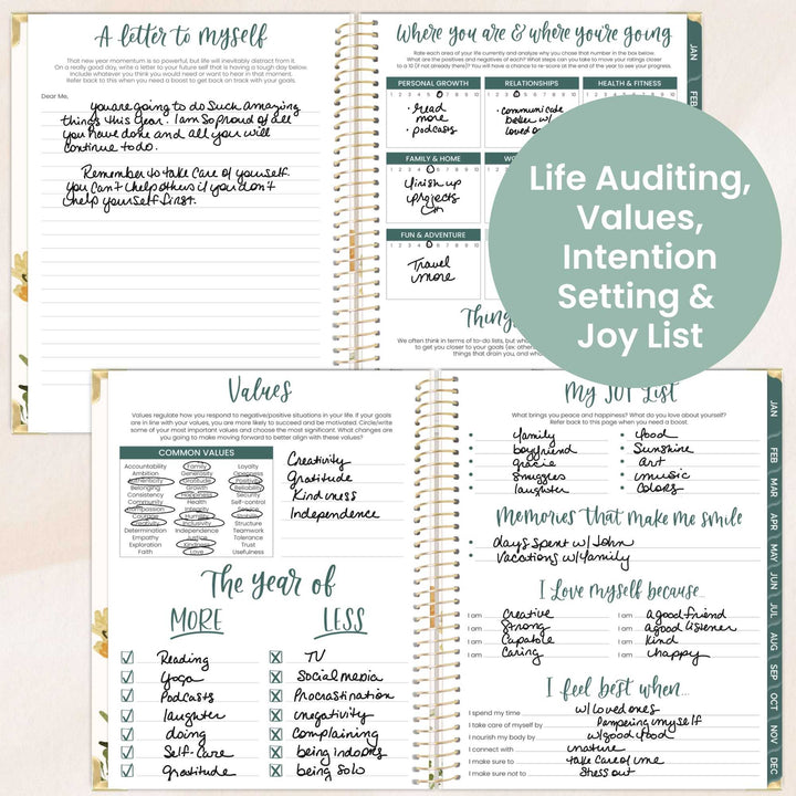 2026 Hard Cover Planner, 8.5" x 11", Beige Bouquet