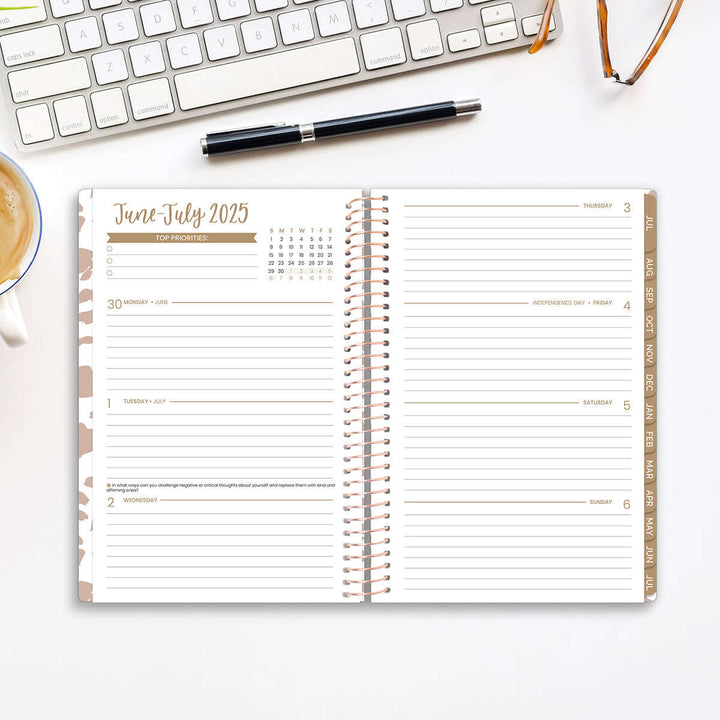 2025-26 Soft Cover Planner, 5.5" x 8.25", Tan Leopard