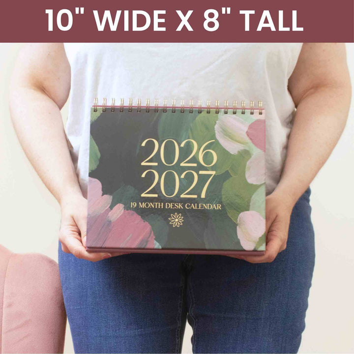 2026-2027 19 Month Standing Flip Desk Calendar, 8" x 10", Paint Strokes